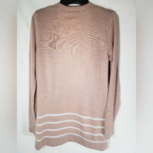 Loft Tan and White Cardigan With Pockets Sz S - Picture 6 of 12